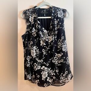 White House Black Market sleeveless blouse, Size 14, black